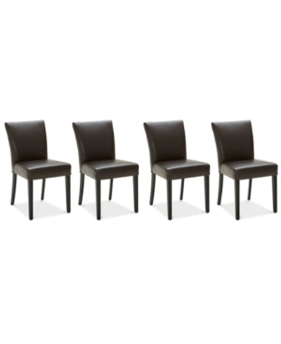 Furniture Tate Leather Parsons Dining Chair, 4-pc. Set (4 Side Chairs) In Dark Brown