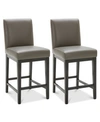 FURNITURE TATE LEATHER PARSONS STOOL, 2-PC. SET (2 GRAPHITE COUNTER STOOLS)