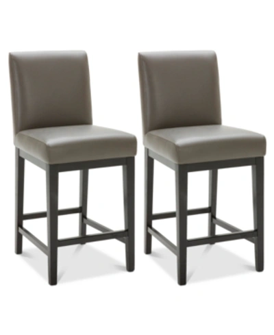 Furniture Tate Leather Parsons Stool, 2-pc. Set (2 Graphite Counter Stools)