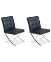 Noble House Kalem Set Of 2 Leather Side Chairs In Black