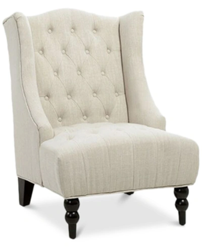 Noble House Fabyan High Back Wing Chair In Light Beige