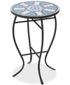 Noble House Clayton Round Side Table In Blue