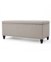 Noble House Vincy Studded Storage Bench In Tan