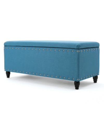 Noble House Vincy Studded Storage Bench In Teal
