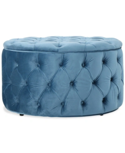 Noble House Owain Round Ottoman In Aqua