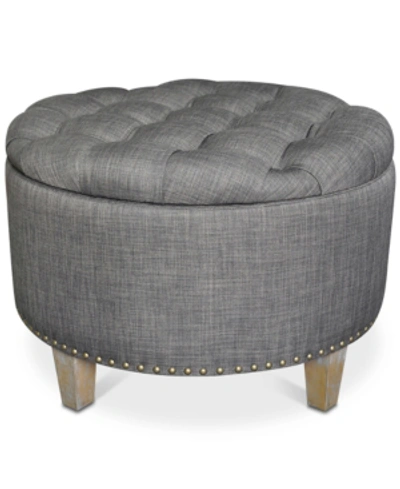 Crestview Grayson Storage Ottoman In Grey