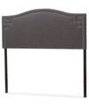 Furniture Aubrey Fabric Upholstered Queen Size Headboard In Dark Grey