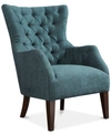Furniture Adelyn Button Tufted Wing Back Chair In Green Multi