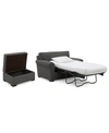 Furniture Astra 59" Fabric Chair Bed & 36" Fabric Storage Ottoman Set, Created For Macy's In Dawson Gunmetal Grey