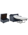 Furniture Radley 54" Fabric Chair Bed & 36" Storage Ottoman, Created For Macy's In Heavenly Naval Blue