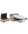 Furniture Radley 54" Fabric Chair Bed & 36" Storage Ottoman, Created For Macy's In Heavenly Chrome Beige