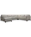 Furniture Closeout! Virton 136" 4-pc. Leather Chaise Sectional Sofa, Created For Macy's In Dove Grey