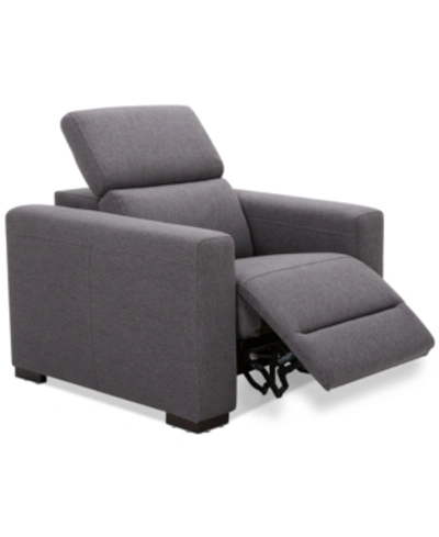 Furniture Nevio 39" Fabric Power Recliner, Created For Macy's In Slate Grey