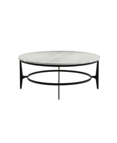Bernhardt Avondale Round Metal Cocktail Table In Marble
