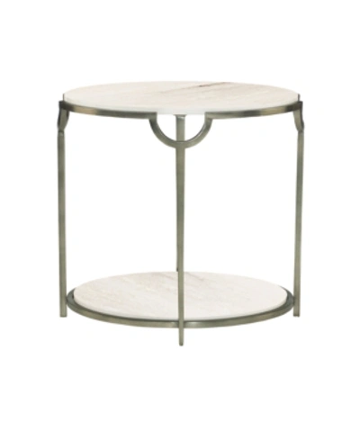 Bernhardt Morello Oval Metal End Table In White