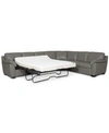 Furniture Lothan 3-pc. Leather Queen Sleeper Sectional Sofa, Created For Macy's In Valencia Alloy Grey