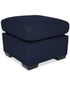 Furniture Lothan 24" Leather Ottoman, Created For Macy's In Valencia Sapphire Blue