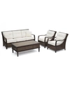 FURNITURE NORTH SHORE OUTDOOR 4-PC. SEATING SET (SOFA, 2 CLUB CHAIRS & COFFEE TABLE) WITH SUNBRELLA CUSHIONS, 