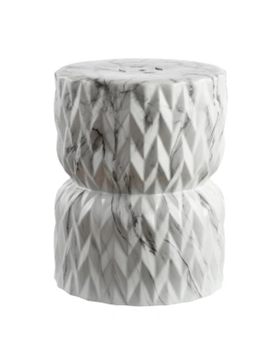 Furniture Chevron Drum Garden Stool In White