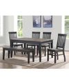 STEVE SILVER RAVEN NOIR 6-PC. DINING SET, (DINING TABLE, 4 SIDE CHAIRS & BENCH)