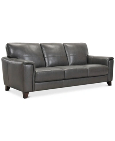 Furniture Brayna 88" Classic Leather Sofa, Created For Macy's In Classico Pewter Charcoal