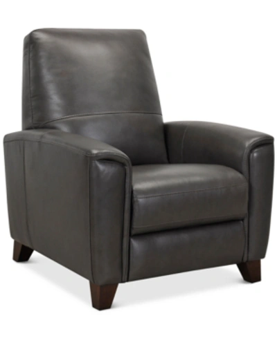 Furniture Brayna 35" Classic Leather Pushback Recliner, Created For Macy's In Classico Pewter Charcoal