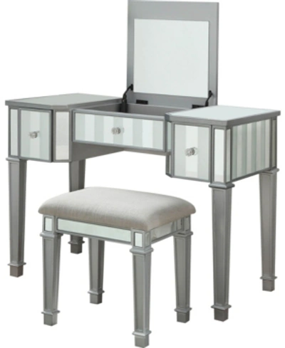 Furniture Of America Boise Lift-top Mirror Vanity Set, Silver Finish
