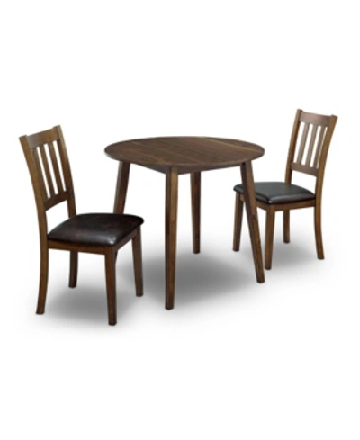 Furniture Of America Hedgecrow Round 3-piece Dining Table Set In Brown