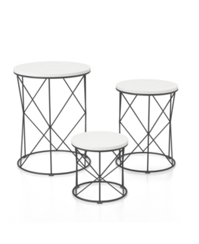 Furniture Of America Melmar Round 3-piece Nesting Table Set In White