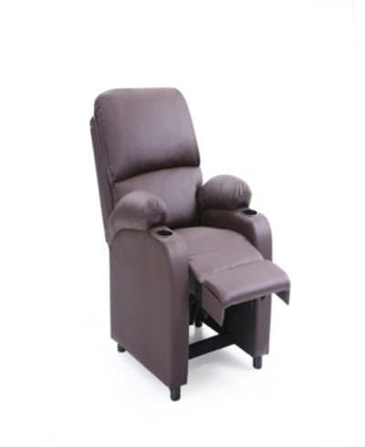 Furniture Recliner With 2-cup Holders In Black In Brown