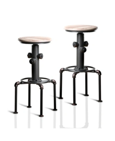 Furniture Zina Antique Black Bar Stool (set Of 2)