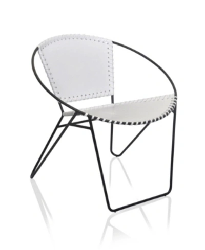 Horizon Interseas, Inc Horizon Interseas Mid Century Leather Chair In White