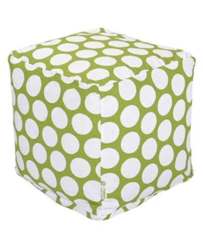 Majestic Home Goods Large Polka Dot Ottoman Pouf Cube 17" X 17" In Olive