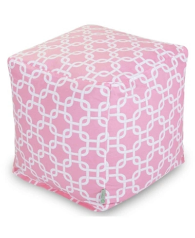 Majestic Home Goods Links Ottoman Pouf Cube With Removable Cover 17" X 17" In Dusty Rose