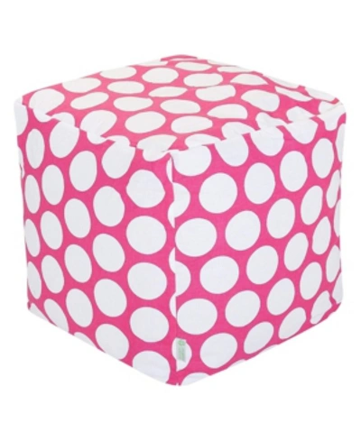 Majestic Home Goods Large Polka Dot Ottoman Pouf Cube 17" X 17" In Pink