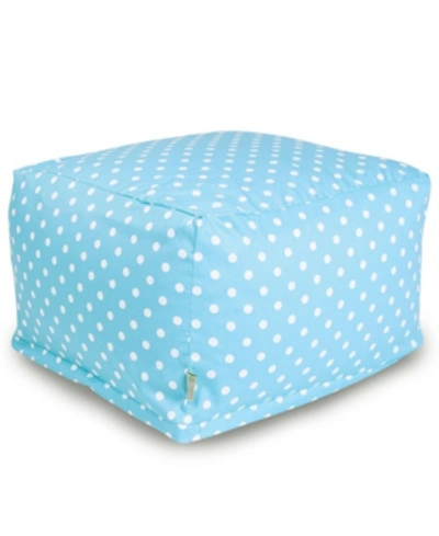 Majestic Home Goods Small Polka Dot Ottoman Square Pouf 27" X 17" In Aqua