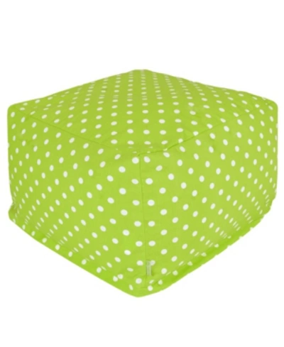 Majestic Home Goods Small Polka Dot Ottoman Square Pouf 27" X 17" In Lime