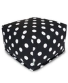 Majestic Home Goods Large Polka Dot Ottoman Square Pouf 27" X 17" In Black