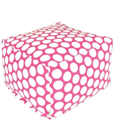 Majestic Home Goods Large Polka Dot Ottoman Square Pouf 27" X 17" In Pink