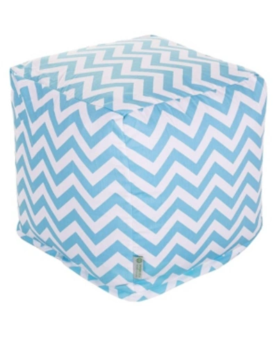 Majestic Home Goods Chevron Ottoman Pouf Cube With Removable Cover 17" X 17" In Aqua