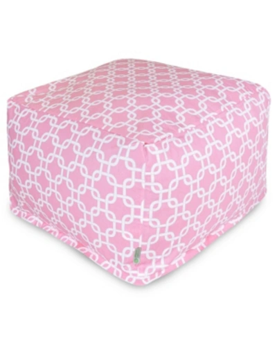 Majestic Home Goods Links Ottoman Square Pouf With Removable Cover 27" X 17" In Dusty Rose