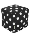 Majestic Home Goods Large Polka Dot Ottoman Pouf Cube 17" X 17" In Black