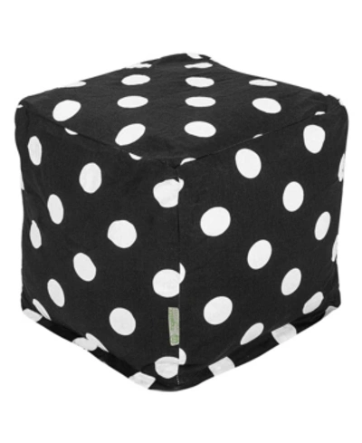 Majestic Home Goods Large Polka Dot Ottoman Pouf Cube 17" X 17" In Black