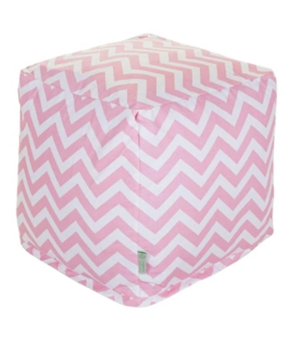 Majestic Home Goods Chevron Ottoman Pouf Cube With Removable Cover 17" X 17" In Blush
