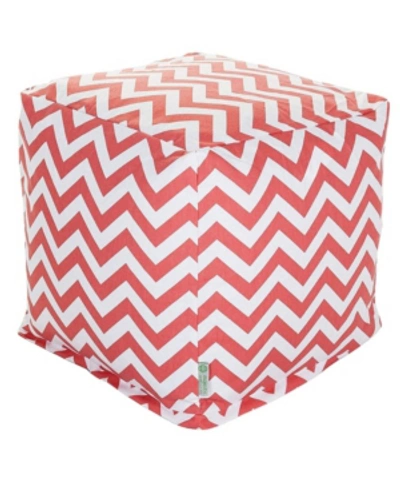 Majestic Home Goods Chevron Ottoman Pouf Cube With Removable Cover 17" X 17" In Ruby Red