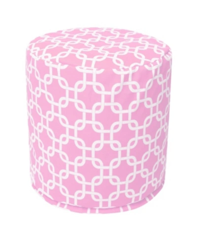 Majestic Home Goods Links Ottoman Round Pouf With Removable Cover 16" X 17" In Dusty Rose