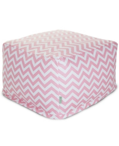 Majestic Home Goods Chevron Ottoman Square Pouf With Removable Cover 27" X 17" In Blush