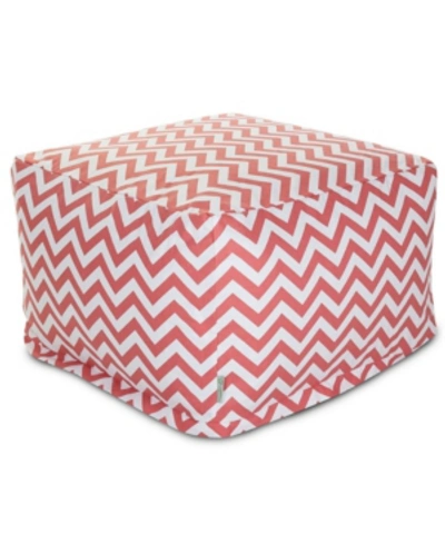 Majestic Home Goods Chevron Ottoman Square Pouf With Removable Cover 27" X 17" In Ruby Red