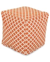 Majestic Home Goods Ottoman Pouf Cube 17" X 17" In Burnt Oran