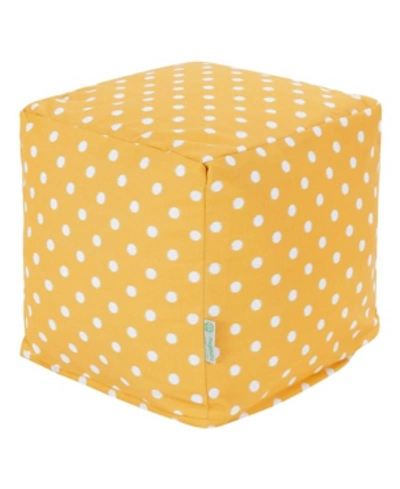 Majestic Home Goods Ikat Dot Ottoman Pouf Cube 17" X 17" In Yellow
